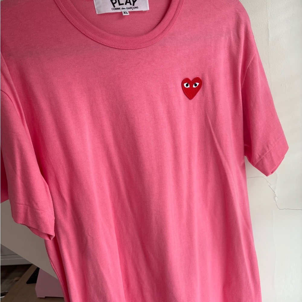 Comme des Garcons Pink Tee with Red Heart